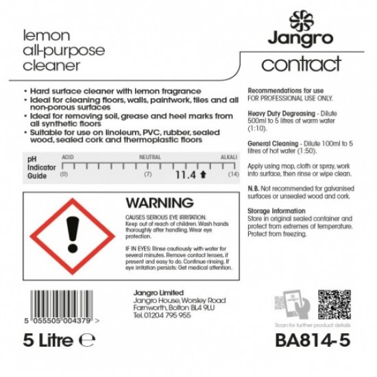  Jangro Contract Lemon All-purpose Cleaner - 5L