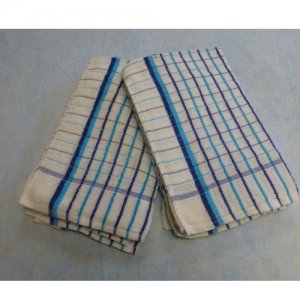Blue Checked Terry Tea Towel 10 Pack