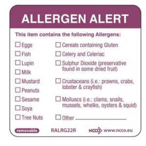 REMOVABLE ALLERGEN LABELS 500 PACK