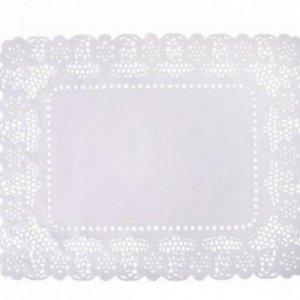 LACE TRAY COVER 35 x 25cm, WHITE 250PK  